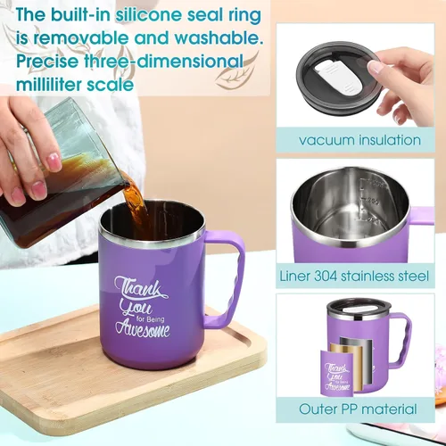 Miniatura 4 de Umigy 12 tazas de café de agradecimiento a los empleados, regalo a granel, taza de 17 onzas, vaso de viaje aislado de acero inoxidable, regalo