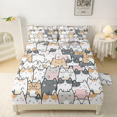 Miniatura 22 de QOOMO Sábanas Kawaii de Conejo para Niños Tamaño Twin, Juego de Sábanas de Cama Kawaii Bunny con Bolsillo Profundo de 16", Juego de Sábanas