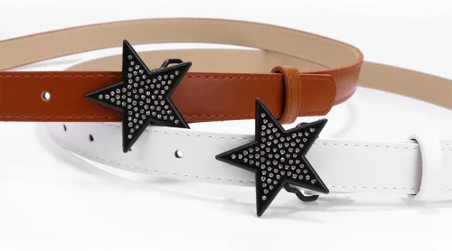 Miniatura 3 de CYee Y2K - Cinturón de cuero con hebilla de estrella, accesorios para mujer, estilo punk, indie, con ojales, para mujer