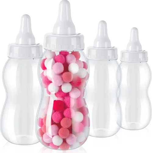 Miniatura 11 de Tessco for you - 2 botellas grandes de leche para bebé, rellenables, alcancía, contenedor de plástico para juegos y revelación de género, Blanco