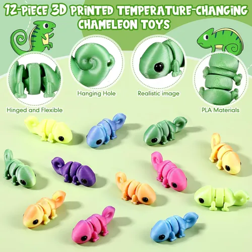 Miniatura 7 de Honoson 12 piezas de animales impresos en 3D 3D mini animales flexibles y articulados pequeños para aliviar el estrés de mascotas, para adultos