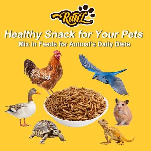 Miniatura 7 de RANZ 5 libras de gusanos secos sin OMGs para pollos, gusanos altos en proteína, alimento premium para pollos, alimento y golosinas perfectas