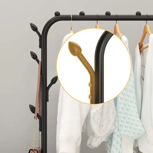 Miniatura 6 de Perchero de metal para ropa, antideslizante, resistente con estante inferior para colgar ropa, abrigos, faldas, camisas, suéteres, color negro