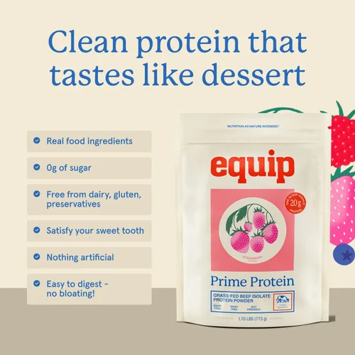 Miniatura 4 de Equip Foods - Polvo de proteína limpia de carne de res alimentada con pasto, apto para dieta carnívora, paleo y keto, sin gluten ni lácteos, 30