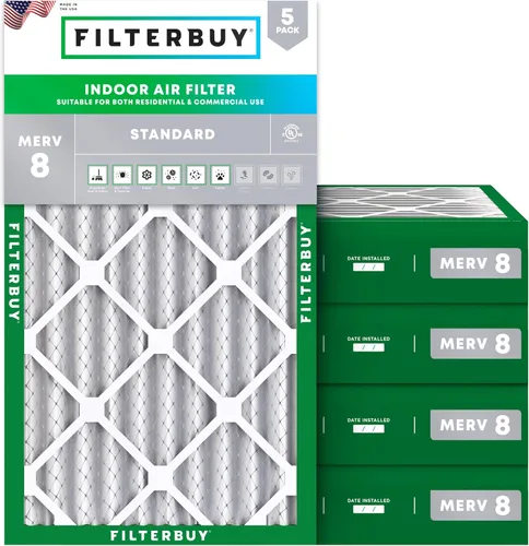 Miniatura 14 de Filterbuy Filtro de aire de 8 x 14 x 1 pulgadas MERV 8, protección contra el polvo (paquete de 5), filtros de aire de repuesto plisados HVAC