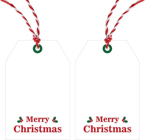 Miniatura 11 de Etiquetas de regalo de Navidad de Anwyll con cuerda - 50 piezas etiquetas de arco rosa feliz feliz feliz Navidad para regalos etiqueta de regalo