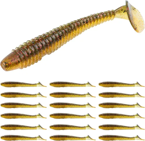 Miniatura 25 de RUNCL Swimbaits - Paleta de 10/20/30/40 unidades, cola de paleta de 5/4/3/2 pulgadas, señuelo suave para lubina de trucha, cebo de plástico duradero