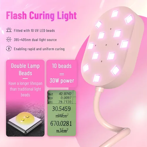 Miniatura 3 de Lámpara de curación flash, 36 W, mini gel inalámbrico x lámpara de uñas de curación, sensor automático, cuello de cisne, portátil, USB, secado