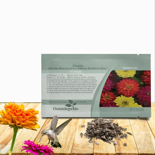 Outsidepride - Zinnia, 100 semillas anuales, Marylandica Zahara Double Brilliant Flower Seed Mix, mezcla de semillas de flores para plantar