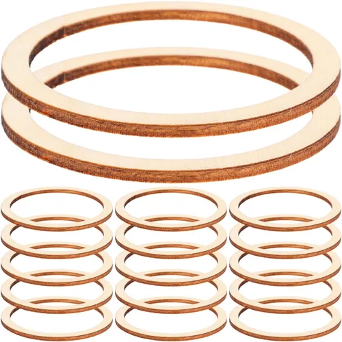 Miniatura 11 de TEHAUX Chips circulares de madera hueca natural, 200 unidades, discos de madera planos redondos de 1.18 pulgadas, pintables y aptos para pegar