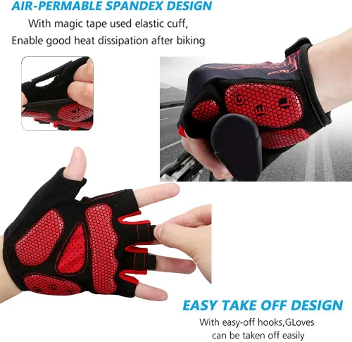 Miniatura 5 de MOREOK - Guantes para bicicleta de montaña (MTB) y ciclismo de descenso (DH), para hombres, de medio dedo, con almohadilla de gel que absorbe