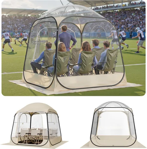Miniatura 16 de VEVOR Pop up Sports Tent, 8 Sizes Optional Clear Bubble Tent for 1-6 Person, Waterproof Outdoor Pod with Floor Mat & Top Cover, Garden Igloo Dome
