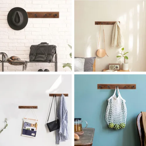 Miniatura 7 de Percha de madera para sombreros, perchero de baño, ganchos de madera para colgar abrigos, toallas, bolsos, batas