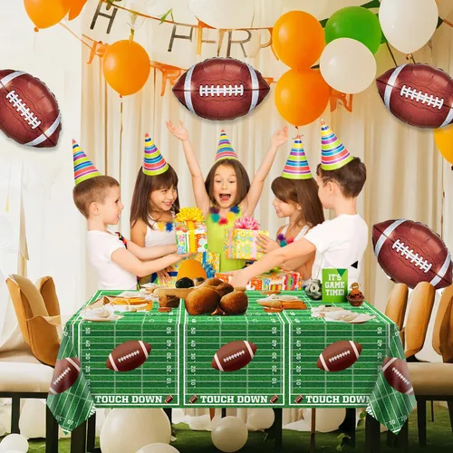 Miniatura 5 de Manteles de fútbol, paquete de 4 fundas rectangulares para mesa de fútbol, para el día del juego, campo de fútbol para decoraciones de fútbol