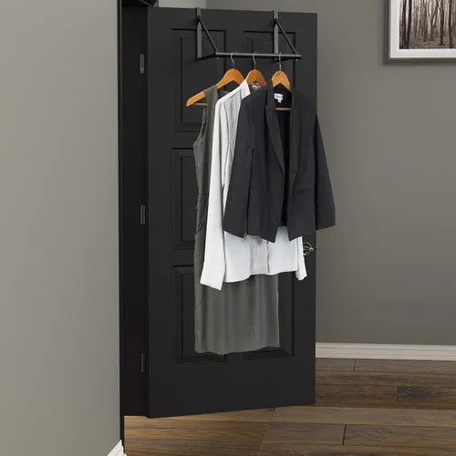 Miniatura 3 de Simple Houseware - Barra para colgar ropa sobre la puerta, color negro