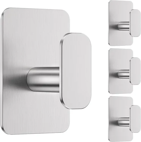 Miniatura 9 de Ganchos Autoadhesivos de Servicio Pesado – 26 libras máximo, ganchos de pared adhesivos de acero inoxidable para colgar toallas, abrigos, batas