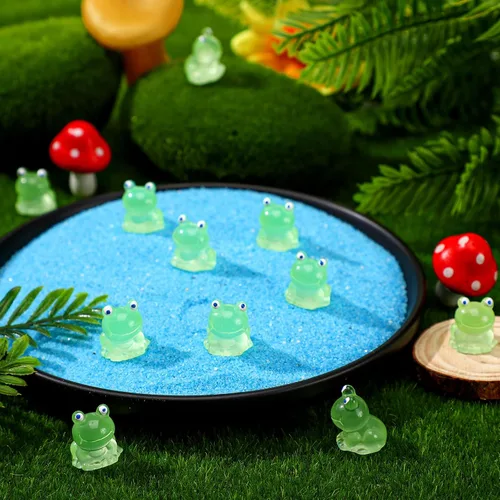 Miniatura 6 de 50 piezas de mini ranas de resina en miniatura, animales que brillan en la oscuridad, pequeñas ranas para jardín, paisaje, micro accesorios