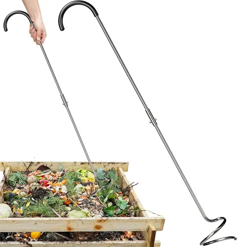 Miniatura 7 de Herramienta Aireadora de Compost, Girador de Compost en Espiral Resistente con Mango Ergonómico, Herramienta de Aireación Manual de Suelo