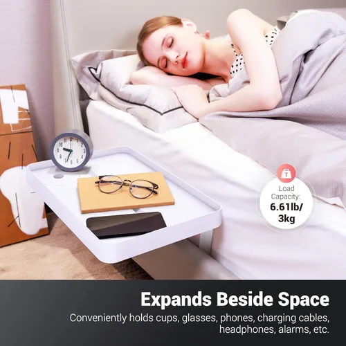 Miniatura 4 de KIWIFOTOS - Estante de mesita de noche elevada para mesa bajo el colchón para cama de muelles, plataforma de cama, mesita de noche, organizador