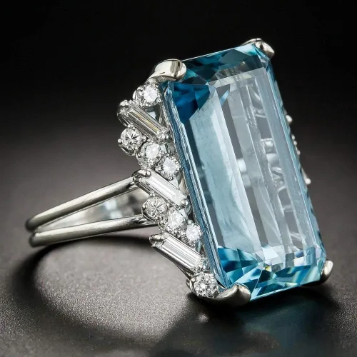 Miniatura 6 de Anillo de joyería de compromiso para mujer, cuadrado de plata 925, topacio azul cielo, tamaño 6 a 10