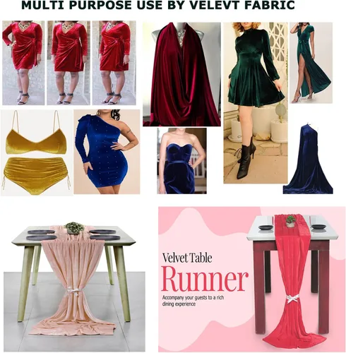 Miniatura 4 de MDS - Paquete de 5 yardas x 60 pulgadas de ancho, tela de terciopelo elástico por yarda para vestidos de boda, costura, tapicería, ropa, disfraces