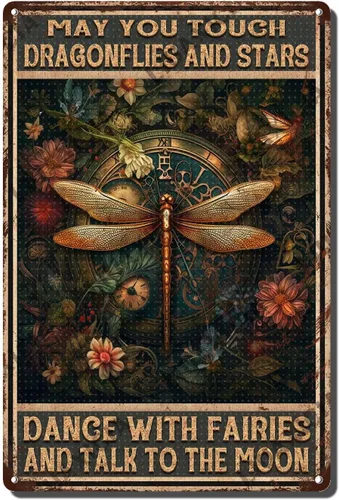 Miniatura 11 de LIUAXICIA Letreros divertidos de metal con texto en inglés «Into The Forest I go to Lose My Mind and Free My Soul Dragonfly», decoración de pared