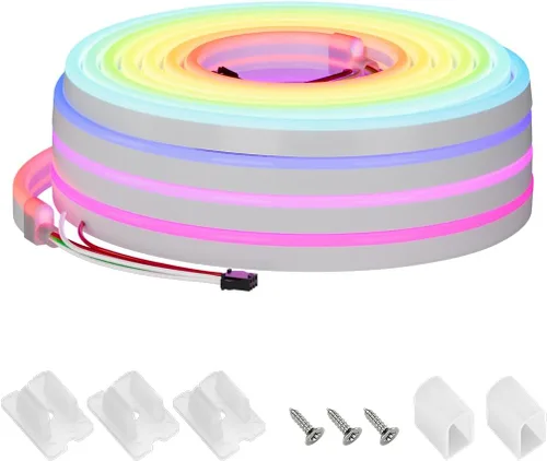 Miniatura 9 de SEZO Tira de luces LED de neón que emiten lateralmente direccionables WS2811 IC RGB color de persecución 3M DC24V 108LEDs/m IP67 Cuerda de neón