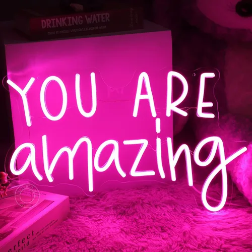 Miniatura 2 de SYLHOME Letreros de luz LED de neón Pink You Are Amazing para bodas, cumpleaños, fiestas de niñas, letrero de decoración de pared, aula, hogar