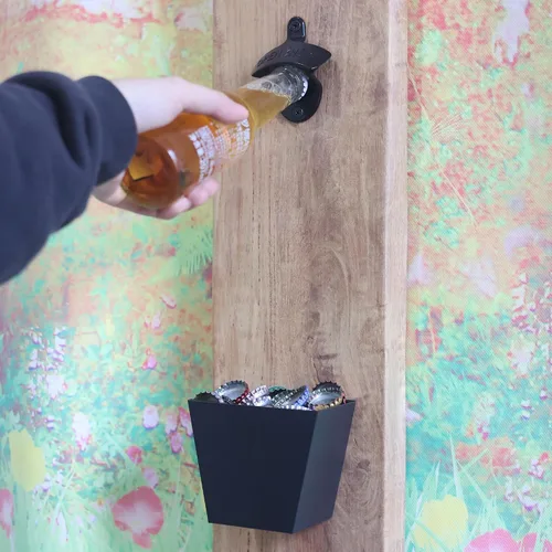 Miniatura 4 de 15 paquetes clásicos de abridor de tapa de cerveza montado en la pared, abridor de botellas negro con tornillo, abridor de tapas de botellas