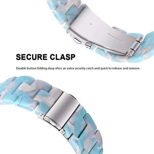 Miniatura 3 de Pulsera de resina compatible con Fitbit Versa 2/Versa Lite/Versa Band para mujer, correa de pulsera de repuesto de metal con hebilla de acero