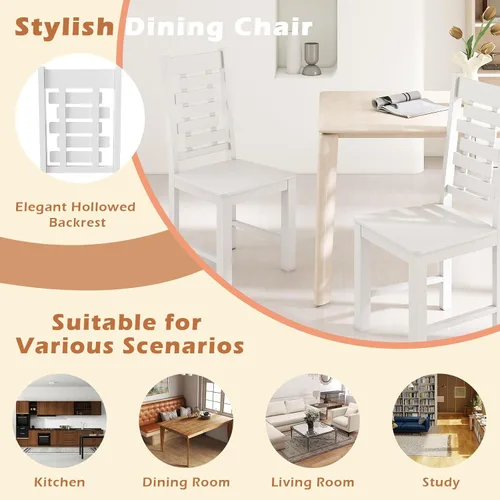 Miniatura 7 de GOFLAME Juego de 2 sillas de comedor de madera, sillas de cocina modernas con patas de madera de goma y respaldo alto, sillas laterales sin brazos
