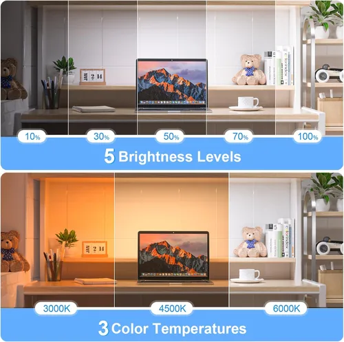 Miniatura 3 de WILLED Luces de espejo regulables de 3W, luz de pared ajustable de 3 colores con 120 LED, control táctil, luz de maquillaje recargable de 2000mAh