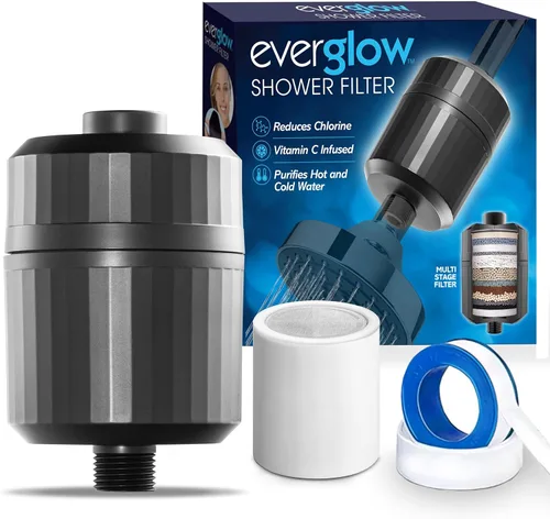 EVERGLOW Filtro de ducha de alto rendimiento, elimina 100% el cloro, hidrata la piel y el cabello con picazón seca, ayuda con la caspa, eccema y