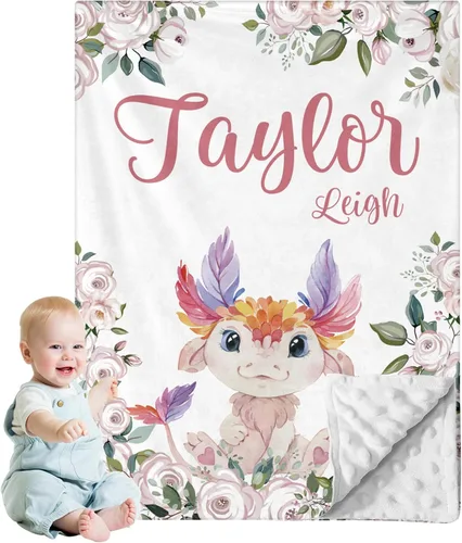Miniatura 31 de Manta de bebé personalizada para niños, nombre personalizado con diseños de ratón, franela suave con respaldo de puntos de doble capa, manta 19 Ratón