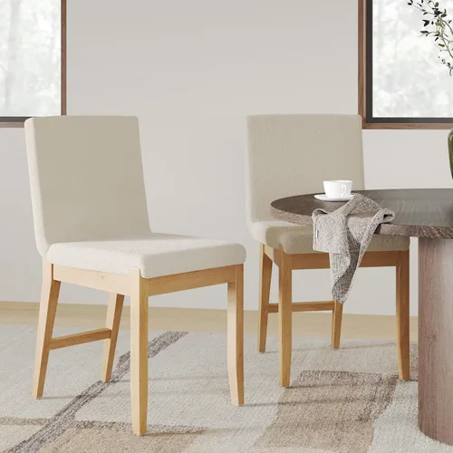 Miniatura 15 de Nathan James Gracie - Silla de comedor moderna, silla de comedor tapizada, lino natural/marrón claro, juego de 4 Lino marrón claro cepillado