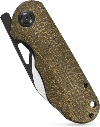 Miniatura 3 de Sitivien Sandvik - Cuchillo plegable de bolsillo, hoja de acero Sandvik 14C28N con mango de Micarta, cuchillos de herramientas EDC de la serie