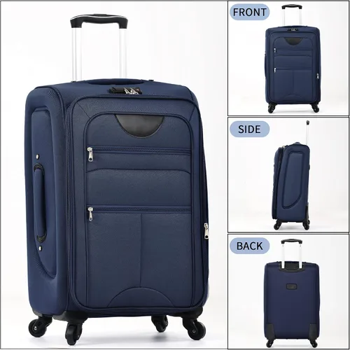 Miniatura 158 de Merax Juegos de equipaje de mano en maleta aprobada por aerolíneas, estuche rígido con ruedas giratorias expandibles, Negro