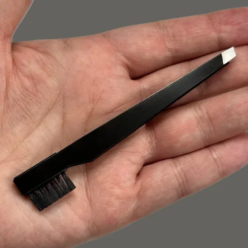 Miniatura 6 de 1 herramienta de aseo combinado de pinzas y cepillo para hombres y mujeres – Pinzas para cejas DIY profesional maquilladores artistas de viaje