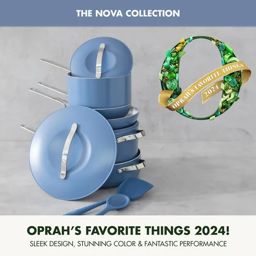 Miniatura 2 de GreenPan Nova Juego de Ollas y Sartenes de 10 Piezas, Oprah's Favorite Things 2024, Cerámica Antiadherente sin PFAS, para Freír, Saltear, Olla