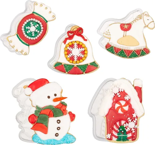 Kit de decoración de cortadores de galletas de Navidad, molde de pastelería de temporada para niños, suministros de cocina para hornear, con el