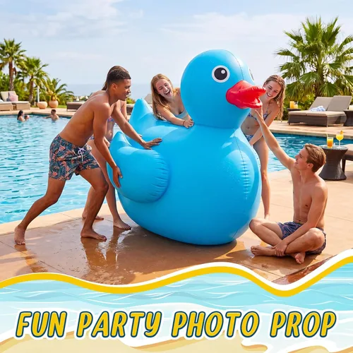 Miniatura 7 de Hungdao Pato inflable gigante de 5 pies, enorme pato de goma, flotador inflable de piscina para adultos, verano, playa, piscina, decoración de fiesta