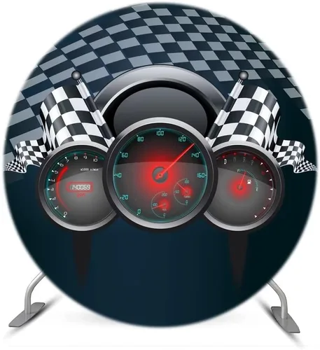 Cubierta de fondo redonda para automóvil, suministros para fiestas de cumpleaños de niños, temática de campeones, deportes, círculo de fotografía,