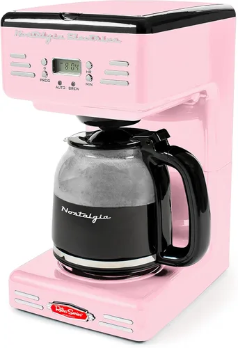 Miniatura 11 de Nostalgia Cafetera programable retro de 12 tazas con pantalla LED, apagado automático y mantiene el calor, función de pausa y servicio, aguamarina