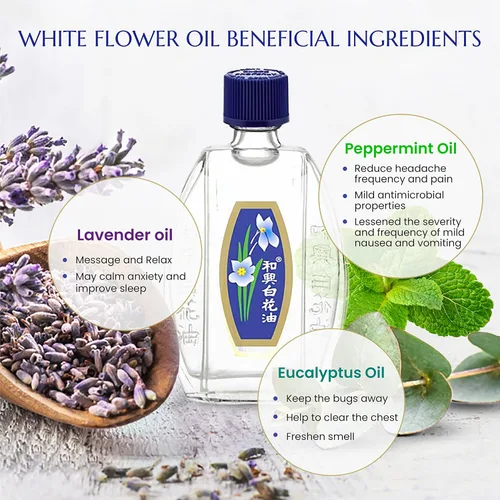 Miniatura 3 de White Flower Aceite de bálsamo analgésico externo para aliviar el dolor, 0.7 fl oz/0.676 fl oz, auténtico importación estadounidense (2 paquetes)