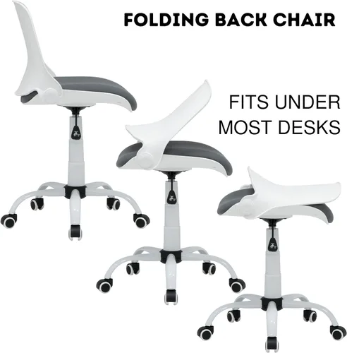 Miniatura 4 de Studio Designs - Silla giratoria plegable contorneada, silla de escritorio ergonómica con altura ajustable, respaldo plegable para almacenamiento