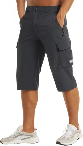 MAGCOMSEN Pantalones cortos de entrenamiento para hombre, de secado rápido, 34, pantalones capri con bolsillos con cremallera, pantalones cortos