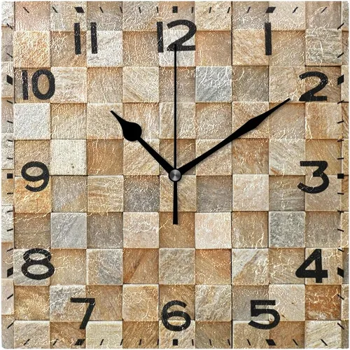 Naanle Reloj de pared cuadrado con estampado de rocas en 3D, 8 pulgadas, funciona con pilas, reloj de escritorio analógico silencioso de cuarzo para