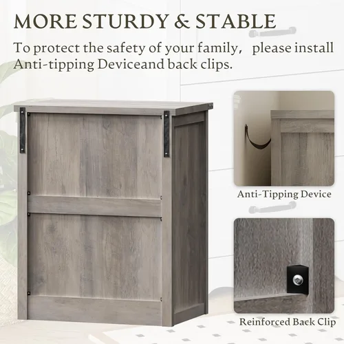 Miniatura 6 de BORNOON Cómoda de 3 cajones para dormitorio, pequeña cómoda de madera con asas de metal, armario de almacenamiento estrecho con diseño antivuelcos