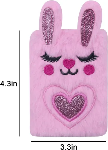 Miniatura 6 de Caviotess Cute Bunny Plush Mini Pocket Notebook for Kids Girls, Cartoon Fuzzy Writing Drawing Pad Personal Journal Diary Notepad with Lined Paper