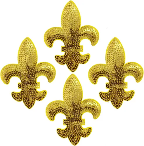 10 parches de lentejuelas doradas de flor de lis, parches termoadhesivos para ropa de manualidades, sombreros de vestir Modelo 5